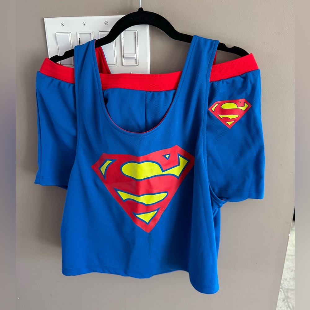 Superman iconic pyjama or Halloween costume reversable Red and Blue size L